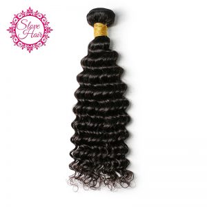 Slove Hair Deep Wave Brazilian Human Hair Weave Bundles 100% Remy 1PC Extension Natural Black Color For African Women CanBe Dyed