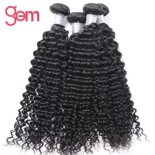 Brazilian Curly Weave Remy Hair Bundles 1pcs Natural Black Hair Can Be Bleached GEM Hair Products 100% Human Hair Extensions 1b