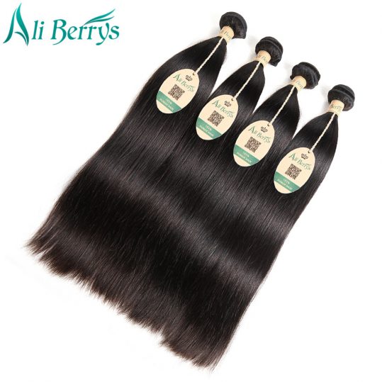 Ali Berrys Brazilian Hair Weave Bundles 8"-28" Remy Brazilian Straight Hair Bundles Natural Color Straight Human Hair Weave
