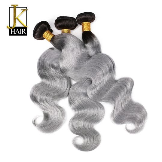Ombre Brazilian Hair Bundles 1B/Grey Remy Body Wave Weaving Natural Human Hair Weave Bundles 1PC Extension Sliver Gray JK Hair