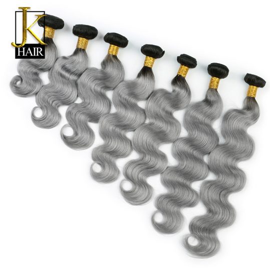 Ombre Brazilian Hair Bundles 1B/Grey Remy Body Wave Weaving Natural Human Hair Weave Bundles 1PC Extension Sliver Gray JK Hair