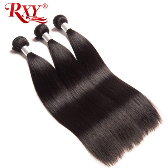 Rxy Brazilian Straight Hair Weave Bundles 100% Human Hair Weaving 1pc 10-28inch Natural Color #1B Remy Hair Bundles No Shedding