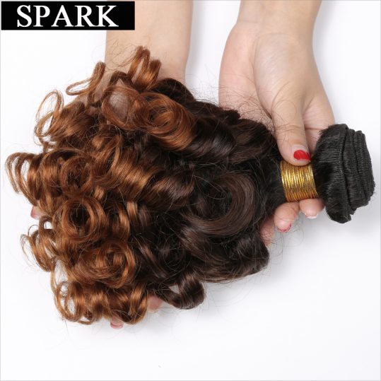 Spark Bouncy Curly Remy Hair 3 Tone Ombre Brazilian Hair Weave Bundles 12-26inches T1B/4/30 Human Hair Extensions Free Shipping