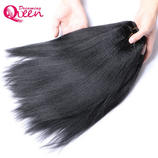 Dreaming Queen Hair Brazilian Permed Light Yaki Straight Human Hair Extension 100%  Remy Hair Weave Bundles Natural 1 Pcs