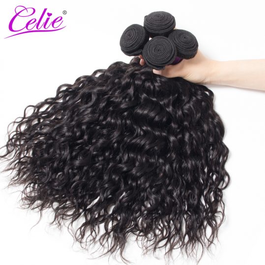 Celie Hair Water Wave Bundles Natural Color Brazilian Hair Weave Bundles 100% Remy Human Hair Extensions No Shedding No Tangle