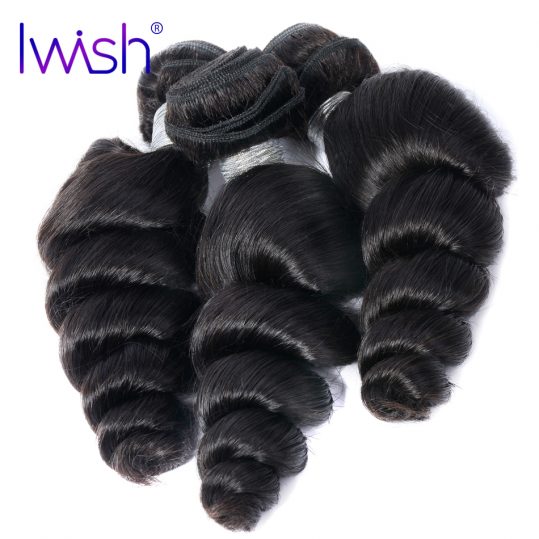 Brazilian Hair Weave Bundles Loose Wave Human Hair Weaving Extensions Iwish Hair Products 1 Piece Natural Color Remy Hair