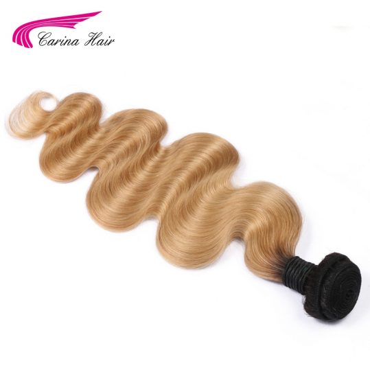 Carina Ombre Dark Blonde Color Hair Weave T1B/27# Body Wave Hair Bundles 1Pcs Brazilian Remy Human Hair Weft Free Shipping