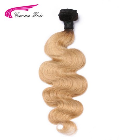 Carina Ombre Dark Blonde Color Hair Weave T1B/27# Body Wave Hair Bundles 1Pcs Brazilian Remy Human Hair Weft Free Shipping
