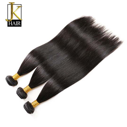 JK Brazilian Hair Weave Bundles Remy Straight Human Hair 1 Bundle Extension Natural Black Color Can Be Dyed Curled 8-28 Inch
