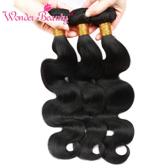 Brazilian Remy human hair body wave Wonder beauty hair bundles 1 bundle mixed length from 8 to 26 inches natural black color