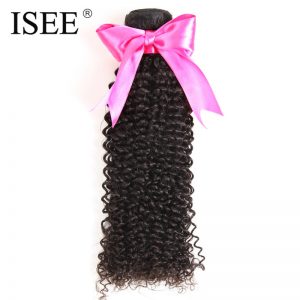 ISEE Brazilian Kinky Curly Hair Weave 100% Remy Human Hair Bundles Free Shipping Machine Double Weft