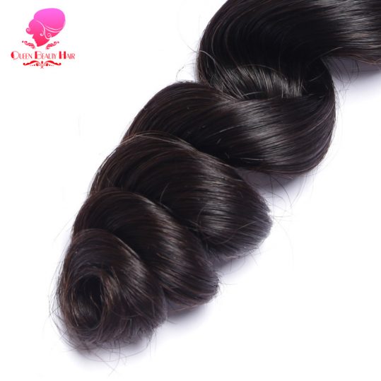QUEEN BEAUTY HAIR Loose Wave Brazilian Hair Weave Bundles Remy Human Hair Extensions 1 Piece Natural Black Color Free Shipping