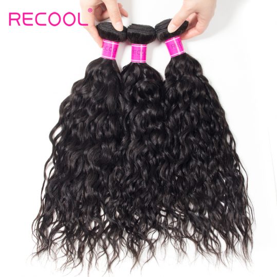 Recool Brazilian Hair Weave Bundles 10-28 inch Remy Hair Extensions Natural Black Color Wet And Wavy Human Hair Bundles