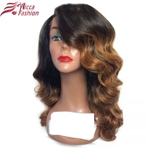 dream beauty Ombre Color Lace Front Human Hair Wigs with Baby Hair Pre-Plucked Hairline Non Remy Brazilian Hair