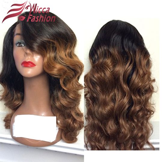 dream beauty Ombre Color Lace Front Human Hair Wigs with Baby Hair Pre-Plucked Hairline Non Remy Brazilian Hair