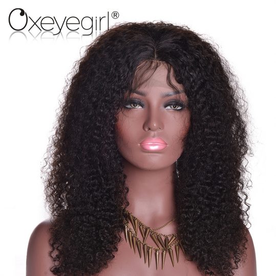 Oxeye girl Afro Kinky Curly Wig With Baby Hair Brazilian Wig Lace Front Human Hair Wigs For Black Women Non Remy Hair 8"-24"