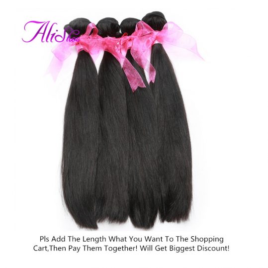 Alishes Hair Brazilian Straight Human Hair 8-28 inch Hair Weave Bundles Non Remy Hair Extensions 1 Piece Free Shipping