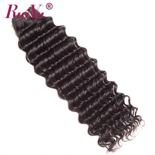 RUIYU Hair Deep Wave Brazilian Hair Weave Bundles Human Hair Extensions Non Remy Hair Bundles Natural Color Can Buy 3 /4 Bundles