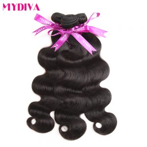 Mydiva Brazilian Body Wave Hair Bundles 100% Human Hair Weaves Extensions 100g/pcs 8-28 Inch Natural Black Non Remy