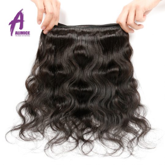 Alimice Hair Brazilian Body Wave 1 Piece Natural Color 10-28 inch 100% Human Hair Bundles Non-Remy Hair Free Shipping