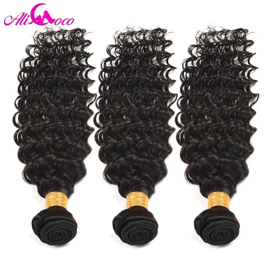 Ali Coco Hair Deep Wave Brazilian Hair Weave Bundles 1 Piece 100% Human Hair Weave 10"-28" Non Remy Hair Natural Color