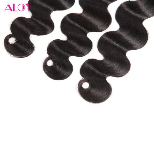 ALOT Hair Brazilian Body Wave Hair Extensions 8-28 Inch 100% Human Hair Bundles Natural Color Non Remy Hair Weave Bundle 1 Piece