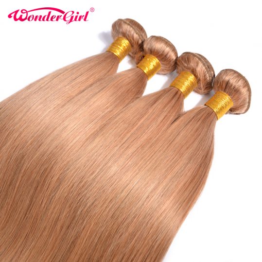 Wonder girl Color 27 Honey Blonde Brazilian Straight Hair  100% Human Hair Bundles 12-24inch Non-remy Free Shipping 1 Piece