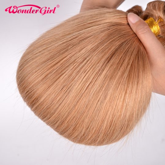 Wonder girl Color 27 Honey Blonde Brazilian Straight Hair  100% Human Hair Bundles 12-24inch Non-remy Free Shipping 1 Piece