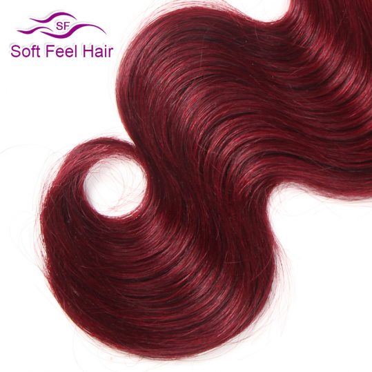 Soft Feel Hair 1 Piece Ombre Brazilian Body Wave Hair Weave Bundles 1B/Burgundy Ombre Human Hair Extension 99J Red Non Remy Hair