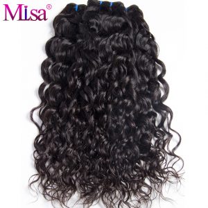 Mi Lisa Water Wave 100% Real Human Hair Bundles Non Remy Hair Extension Brazilian Hair Weave Bundles 1 Piece only Natural Color