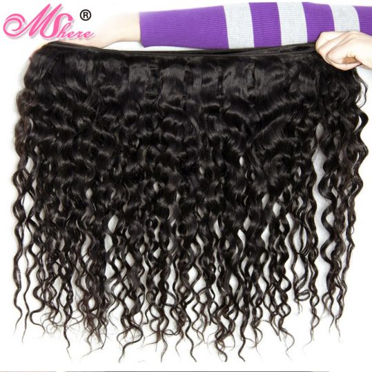 Water Wave Human Hair Bundle 1PCS Brazilian Non Remy Hair Weave Extention Natural Black Can Be Dyed Bleached Mshere Hair Company