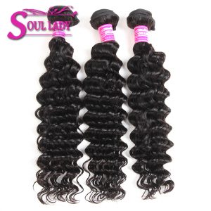 Soul Lady Deep Wave Brazilian Hair Weave Bundles 100% Human Hair Bundles 100g/pcs Non-Remy Hair Extension Can Buy 3 or 4 Bundles