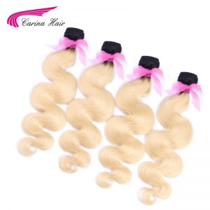 Carina T1b/#613 1PC Ombre Blonde Hair Bundles Dark Roots with #613 Body wave Hair Weave Brazilian Non-Remy Human Hair
