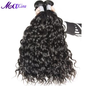 Maxine Hair Brazilian Water Wave 1 Piece 100% Human Hair Weave Bundles Non Remy Hair Extensions Double Strong Weft Natural Black