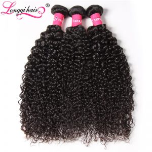 Longqi Hair Brazilian Curly Human Hair Bundles Non Remy Hair Weaves 8-26Inch Natural Black Color 1PC Can Be Mixed Free Shipping