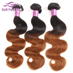 Soft Feel Hair 1 Piece Ombre Brazilian Body Wave Hair Bundles 1B/30 Non Remy Hair Weave Human Hair Extensions Can Buy More Piece