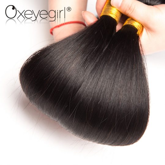 Oxeye girl Brazilian Hair Weave Bundles 1Pc Straight Human Hair Bundles 100% Natural Color Non Remy Hair Extensions Double Weft