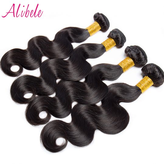 Alibele Brazilian Body Wave Hair Natural Color 100% Human Hair Weave Bundles Can Be Colored 100G/piece Non remy Hair Extensions