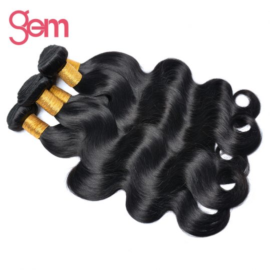 Brazilian Body Wave Human Hair Weaves GEM BEAUTY Hair Products Non Remy Hair Weave 1 Bundle Can Buy 3 or 4 Bundles Natural Black