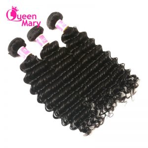 Queen Mary Brazilian Deep Wave Bundles 1PCS 100% Human Hair Weaving Natural Color 10-26 Non-Remy Hair Bundles Free Shipping