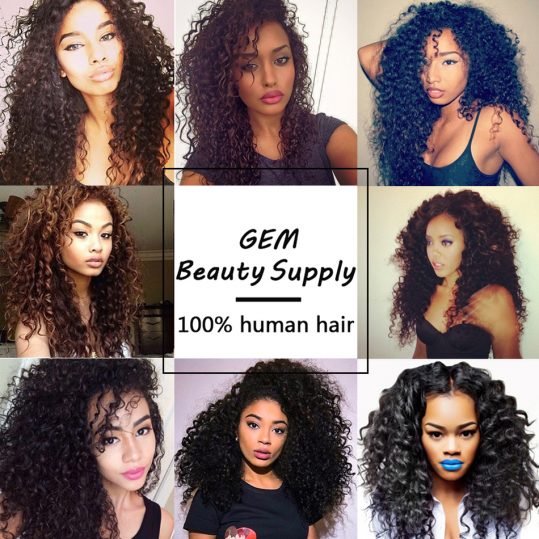 Brazilian Curly Hair 100% Human Hair Weave Bundles GEM BEAUTY Supply Hair Weave Natural Color 1 Bundle Non-Remy Hair Can Be Dyed