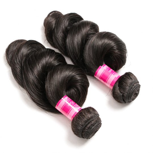 Luduna Loose Wave Brazilian Hair Weave Bundles 100% Human Hair Weave Bundles Natural Black Color Non-remy Hair Extension