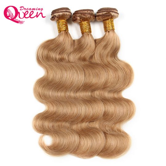 #27 Honey Blonde Body Wave Brazilian Human Hair Weave Bundles  No Remy Human Hair Extension Weave Dreaming Queen Hair Products