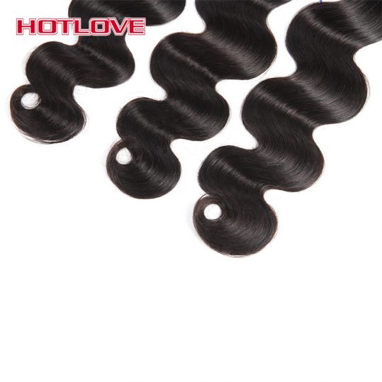 HOTLOVE Hair Brazilian Body Wave Hair Weave 1 Piece 100% Human Hair Bundles 10-28 Inch Natural Black Color Non-Remy Hair Bundles