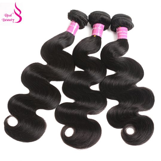 Real Beauty Brazilian Body Wave Hair Weave Bundles 100% Human Hair Non-Remy Hair Extensions Can Be Dyed 8"-26"