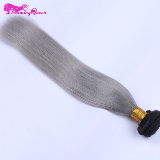1B/ Grey Straight Human Hair Ombre Brazilian Human Hair Weave Gray Color Ombre Hair Extensions Non Remy Dreaming Queen Hair