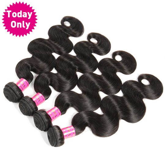 [TODAY ONLY] Brazilian Body Wave Bundles 100% Human Hair Weave Bundles Natural Color Hair Extension Non Remy Hair Can Buy 3 or 4