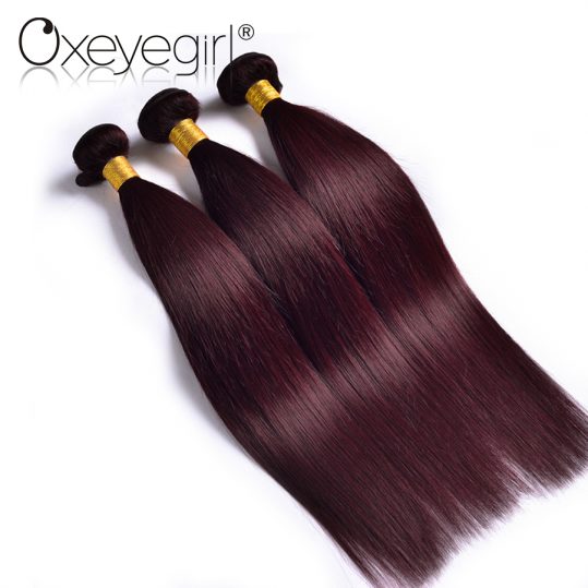 Oxeye girl Burgundy Brazilian Hair Weave Bundles 99j Red Straight Human Hair Bundles Non Remy Hair Extensions Can Buy 3/4 Pieces