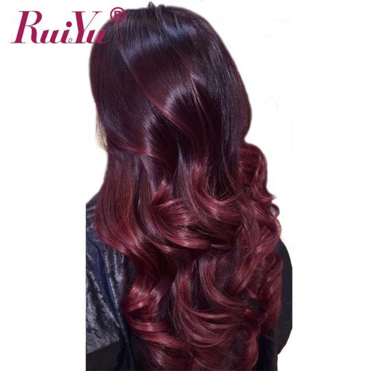RUIYU Hair Ombre Brazilian Hair Bundles Body Wave 1b Burgundy Two Tone Ombre Human Hair Extensions Weave Bundles 99J Red NonRemy