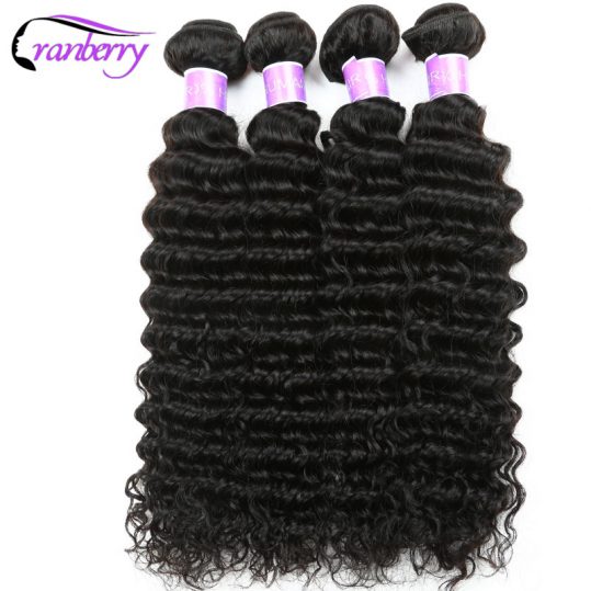 Cranberry Hair Store Deep Wave Brazilian Hair Bundles 10-26 inches Natural Non-remy Human Hair Weaving Bundles Free Shipping